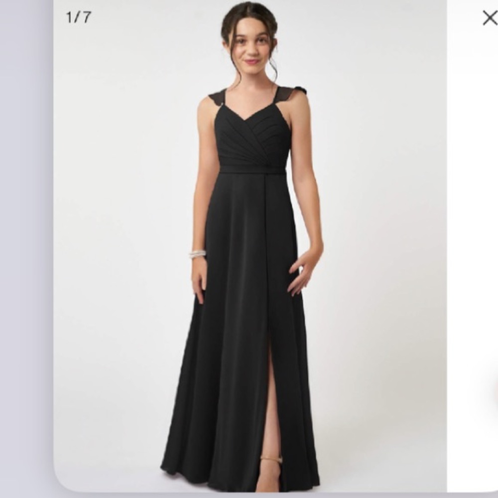 NEW Azazie Emily Bridesmaids or Prom Evening Gown Dress, Size 16 Juniors, Black